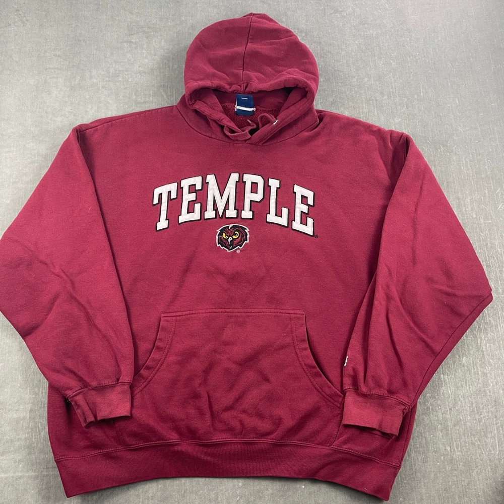 Temple Old Varsity Brand Mens XL Maroon Hoodie Collegiate Pullover
